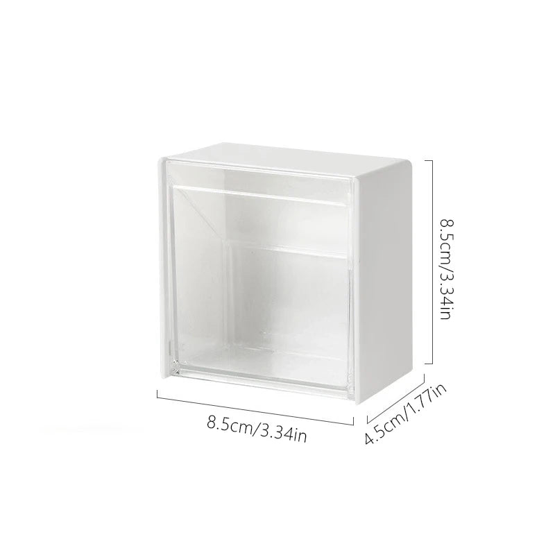 Wall Mounted Cotton Pad Storage Boxes Dustproof Bathroom Organizer For Cotton Swabs Makeup Adhesive Jewelry Holder Box