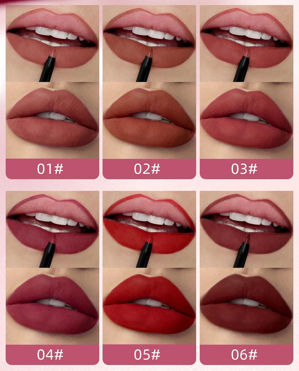 6 Colors Double-end Lip Gloss Waterproof Lipstick Pencil Long Lasting Sexy Red Lipgloss Beauty Matte Lip Liner Pen Lips Makeup