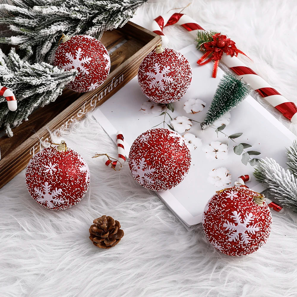 1/2/3pcs 8cm Red White Christmas Balls Christmas Tree Hanging Ornaments Christmas Party Decorations New Year Noel Navidad 2024