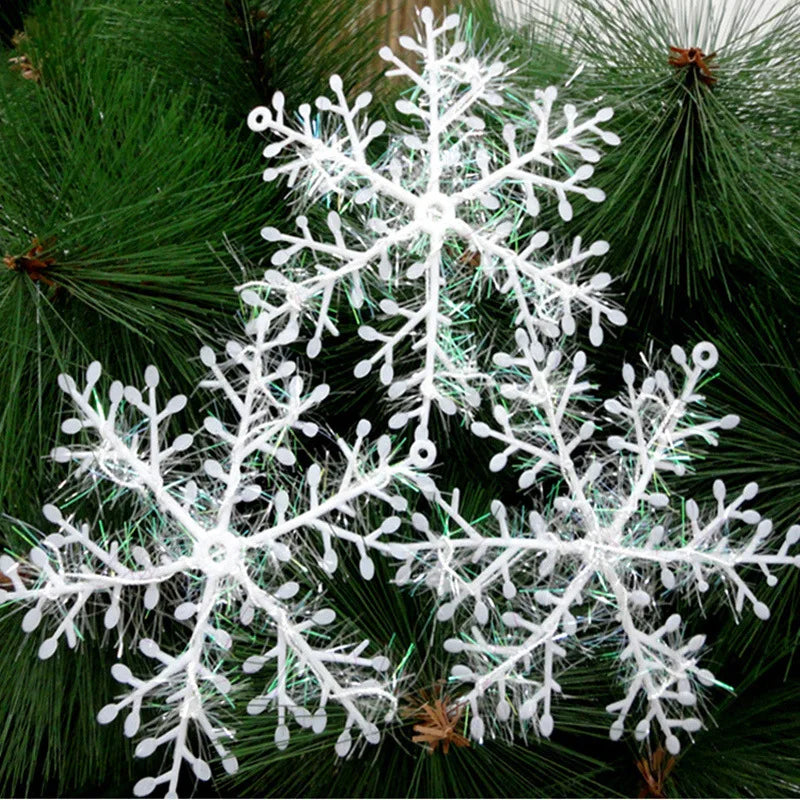 15pcs Plastic Snowflakes Fake Snow Flake 10cm Artificial Snow DIY Handmade Crafts Christmas Trees Ornaments Decorations for Home