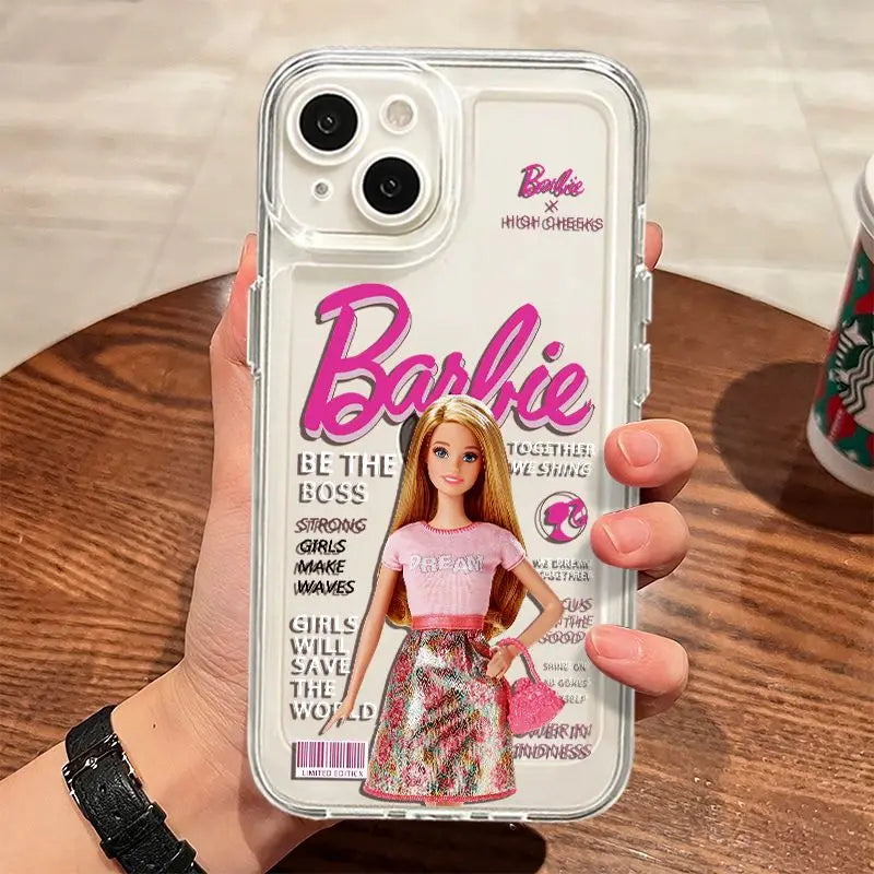 Barbie Fashion Beautiful Cute Phone Case For iPhone 15 14 13 11 12 Pro Max XR XS MAX 7 8 Plus Y2K Pink Girl Kawaii Cartoon Cover