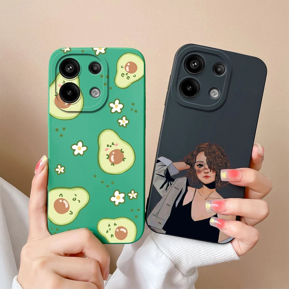 Phone Cases For Redmi Note 13 Pro 4G Back Cover Fashion Daisy Girl Matte Liquid Silicone Phone Bags For Redmi Note 13 Funda Capa