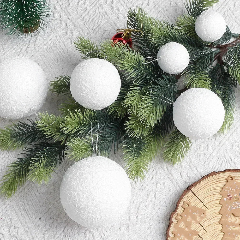 White Foam Balls Christmas Tree Decorative Fake Snowballs Indoor Hanging Pendant Kids Children Winter Party Supplies 4/6/8CM