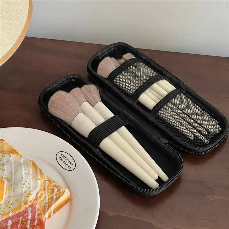 Black Small+Large Cosmetic Storage Bags Waterproof Double Zipper Makeup Brushes Case Women Bag Portable Travel Brush Holder