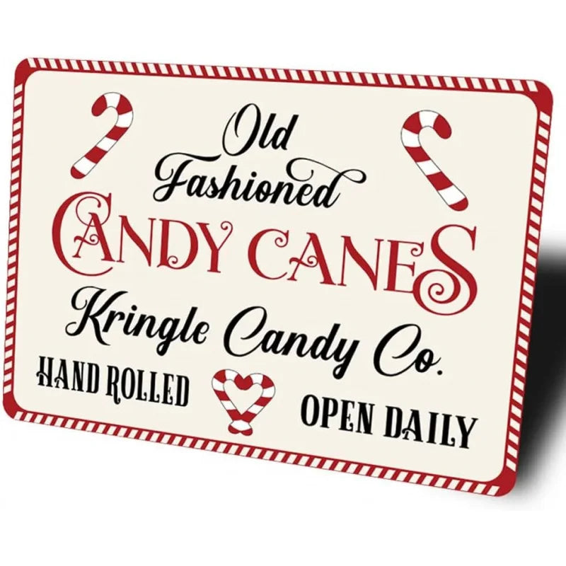 Old Fashion Candy Cane Sign, Christmas Treat Santa Funny Home Decor  Metal Bar Pub Poster