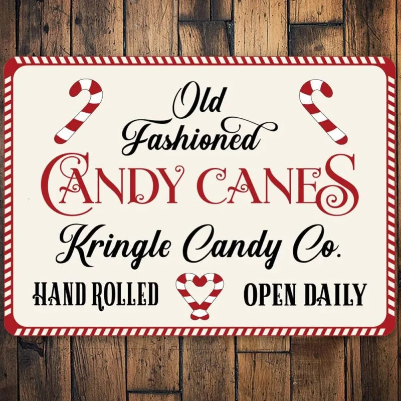 Old Fashion Candy Cane Sign, Christmas Treat Santa Funny Home Decor  Metal Bar Pub Poster