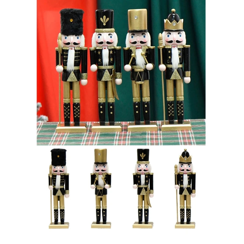 448B Wooden Nutcrackers Soldier Christmas Tree Decorations Nutcrackers Puppet Wooden Pendants For New Year Home Ornaments