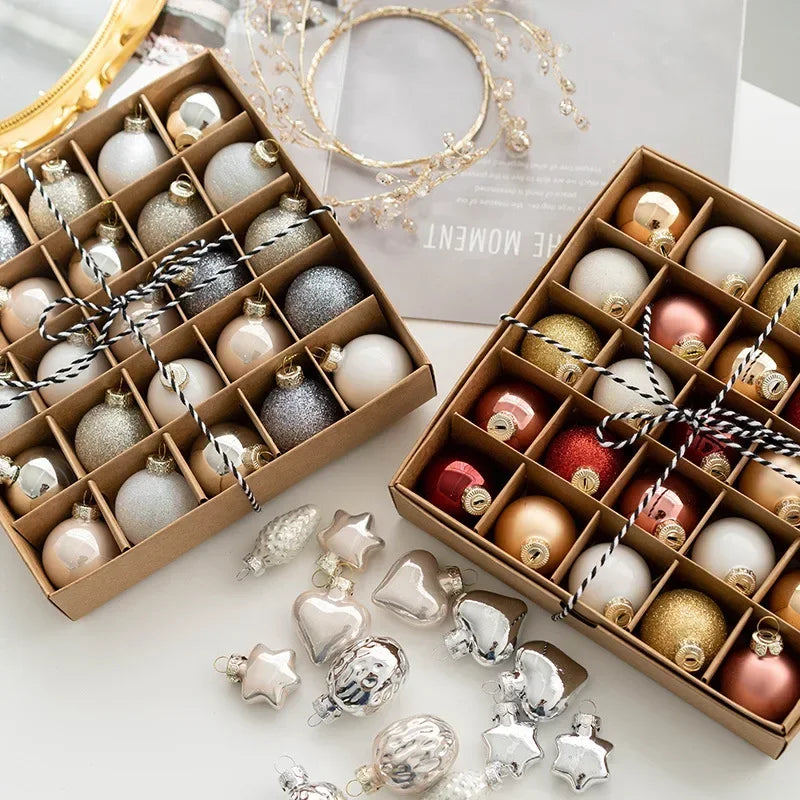 Christmas Ornaments Creative Glass Ball Set Pendant Gift Box Christmas Tree Decorative Balls 4cm Glass Ball Champagne Balls