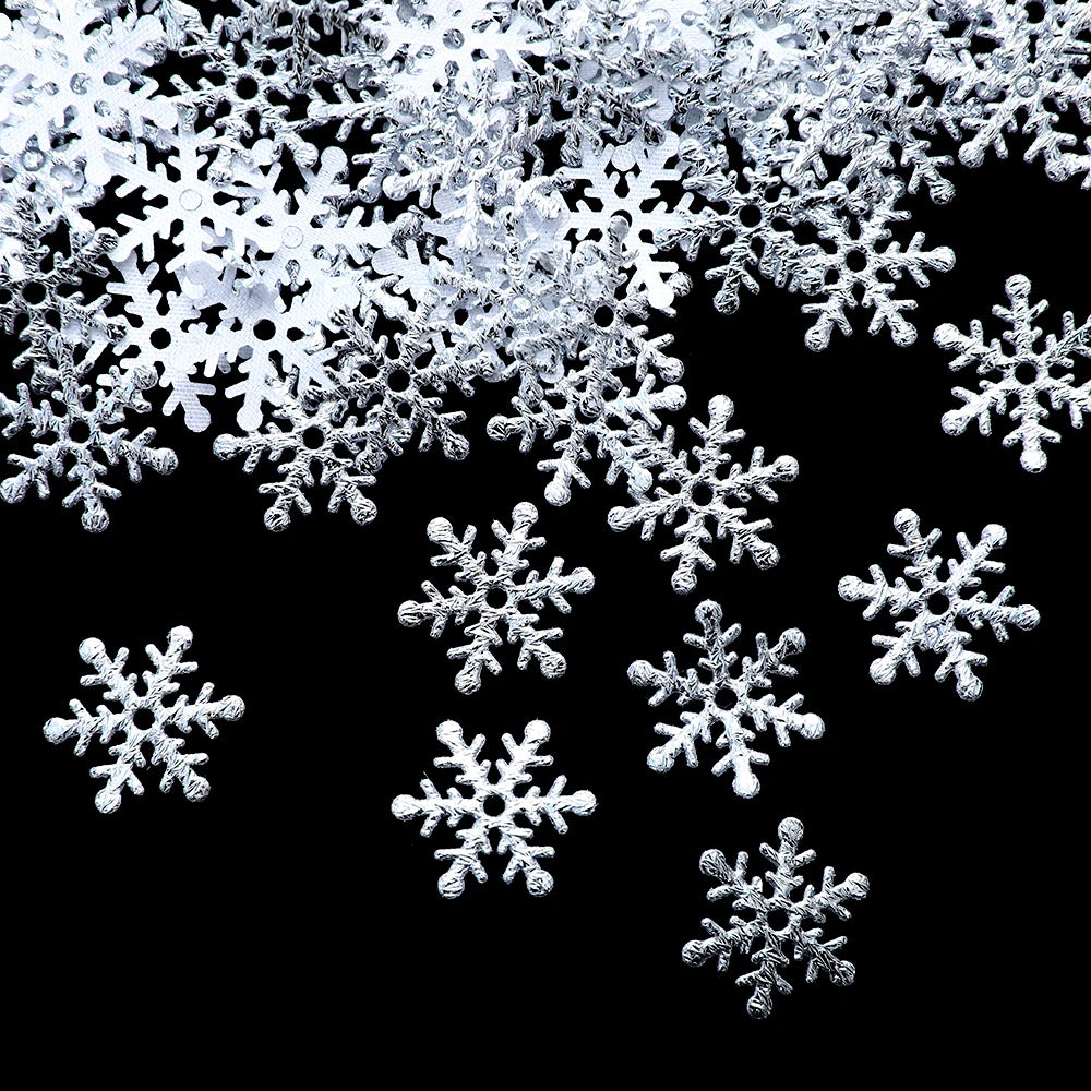 300/600pcs 2cm Christmas Snowflakes Confetti Xmas Tree Ornaments Christmas Decorations for Home Winter Party Cake Decor Supplies