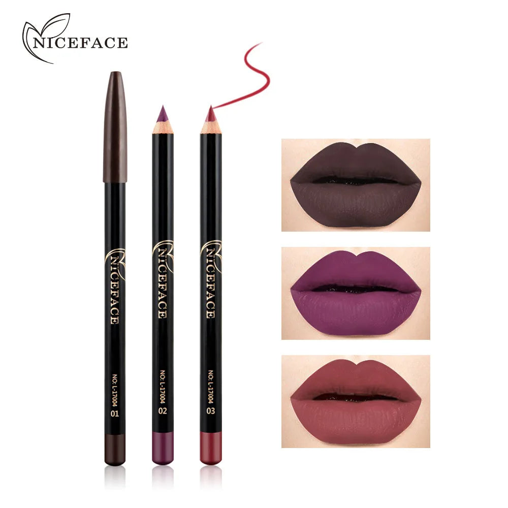 NICEFACE Nude Matte Lipstick Pen Waterproof Lipliner 12 Color Options Wholesale Brown Lip Liner Lip Liner Pencil