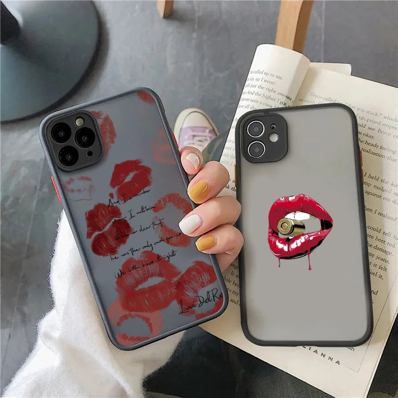 Sexy Girl Red Lips Hard Matte Phone Case for Xiaomi Poco F5 X5 X4 X3 Pro F3 Mi 11 Lite 5G 12 13 Lite 13T 12T 11T 14 12 Pro Cover