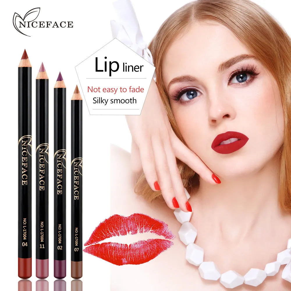 NICEFACE Nude Matte Lipstick Pen Waterproof Lipliner 12 Color Options Wholesale Brown Lip Liner Lip Liner Pencil