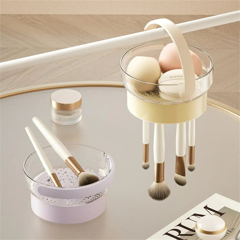 Makeup Brush Holder Makeup Brush And Washer Silicone Beauty Egg Cleaning Tool Set Beauty Brush Bowl Storage Box Desktop Shelf