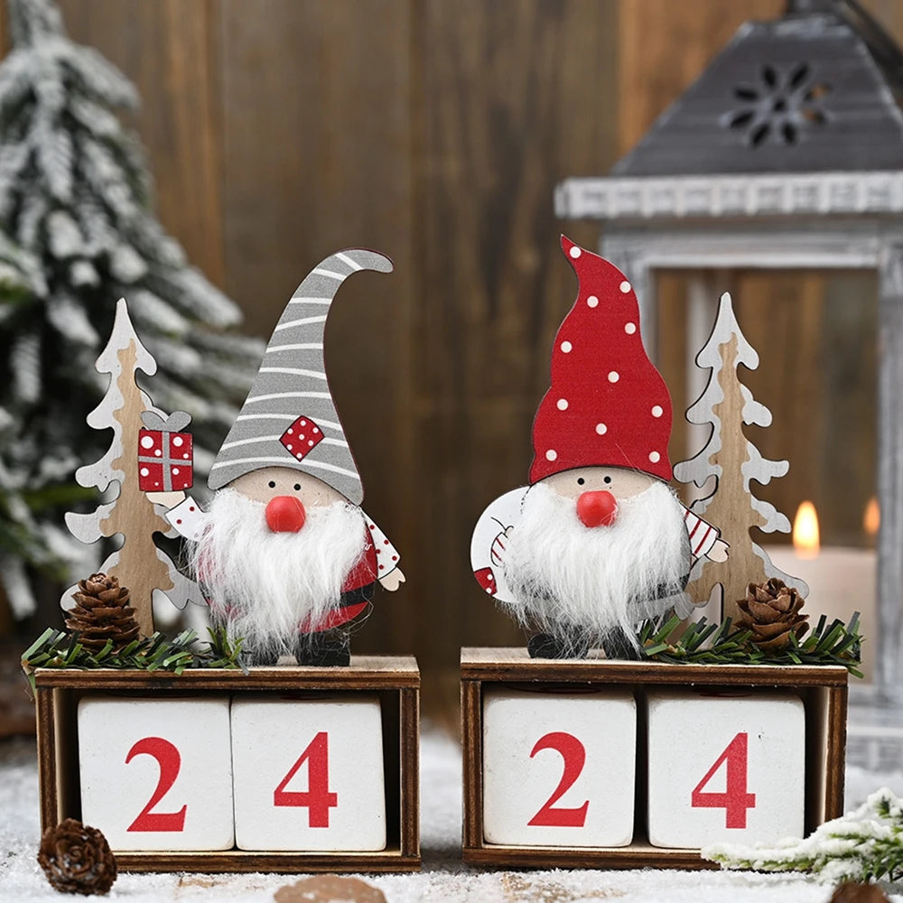 Advent Calendar Countdown to Christmas Gnome Christmas Wooden Countdown Advent Calendar Xmas Kids Gift Holiday Tabletop Decor