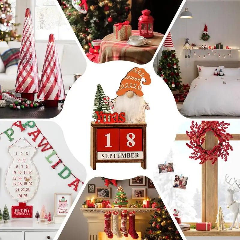 Christmas Countdown Small Wood Blocks Christmas Decoration Christmas Table Centerpieces Multifunctional Advent Calendar Decor