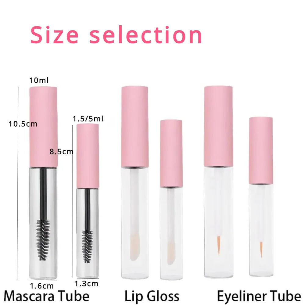 10Pcs 1.5ml/5ml/10ml Empty Mascara Tubes Eyeliner and Lip Gloss Tube Protable DIY Refillable Sample Cosmetic Clear Container