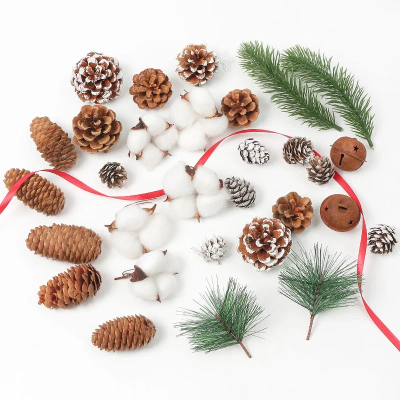 Christmas Decorations Accessories Pinecone Pine Needle Xmas Tree Ornaments for Home Decor New Year 2023 DIY Crafts Gift Supplies