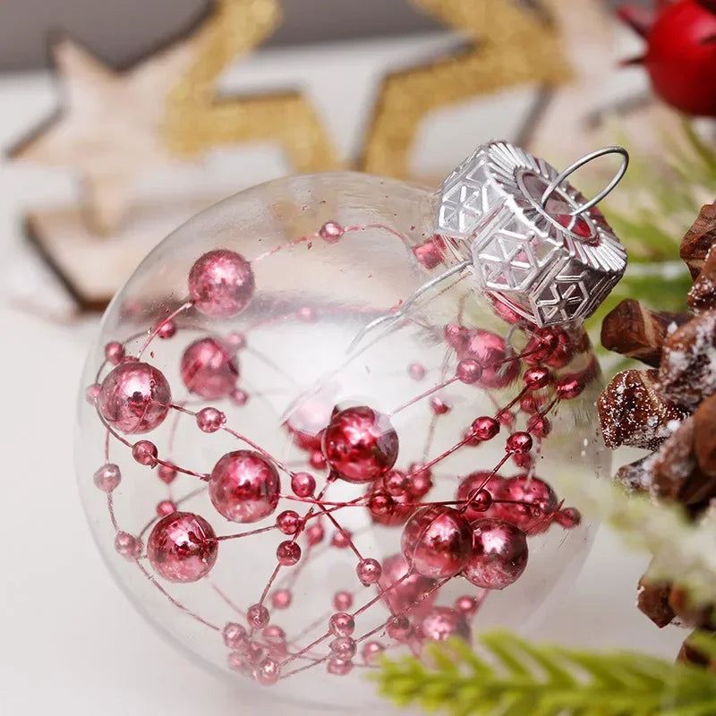 Pink Transparent Ball Christmas Ball Set Christmas Decorations for Home 6cm/30pcs Christmas Tree Pendant Adornos Navideños