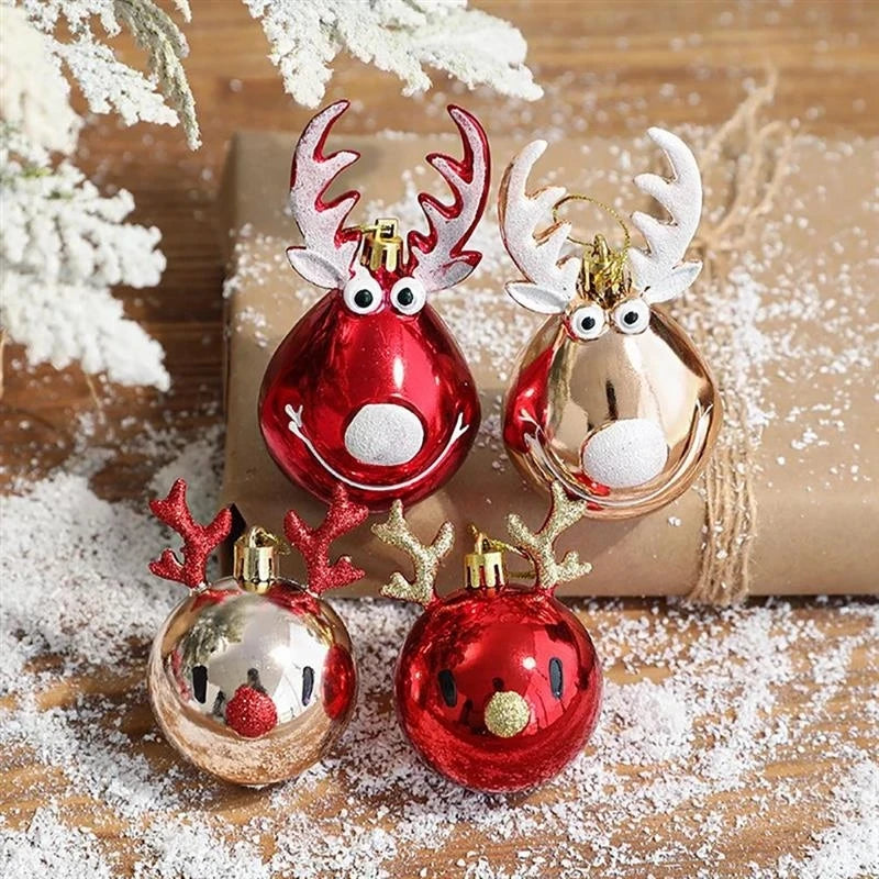 2pcs Elk Christmas Balls Ornaments Xmas Tree Hanging Bauble Pendant  Christmas Decorations for Home New Year Party Navidad 2024