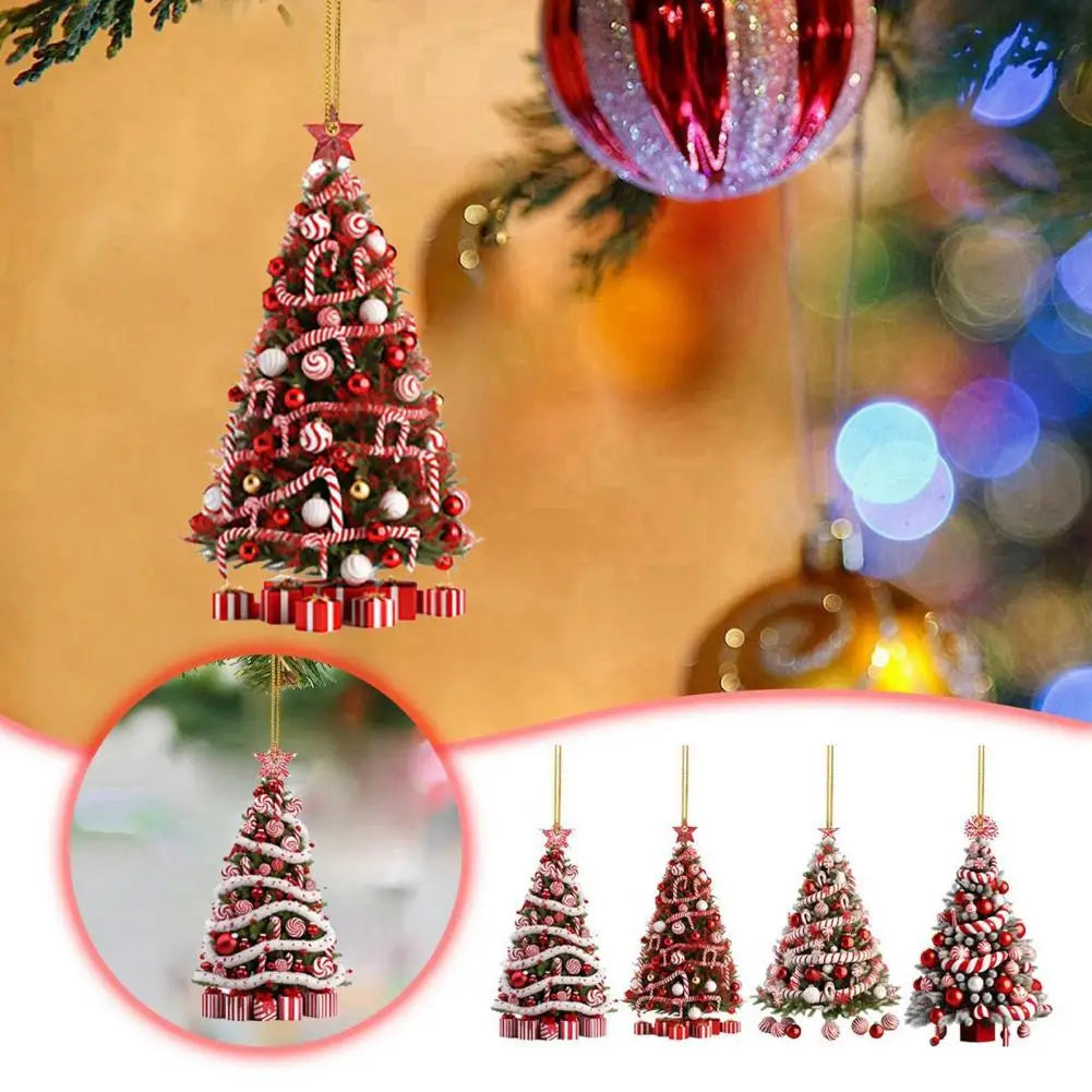 Christmas Tree Pendant Handcrafted Christmas Tree Decoration Acrylic Christmas Tree Ornament Xmas Balls Candy Cane Star Design