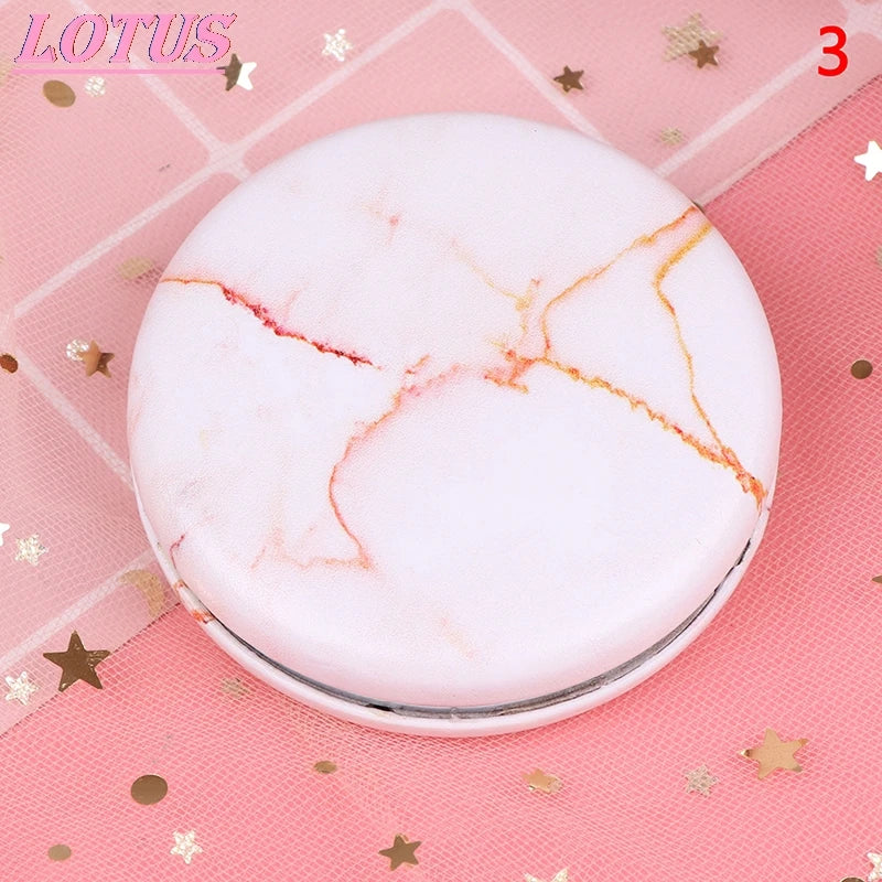 TSHOU664 Marble Pattern Portable Double Sided Mirror Foldable Pocket Makeup Mirror Women Girls Beauty Cosmetic Compact Mirror