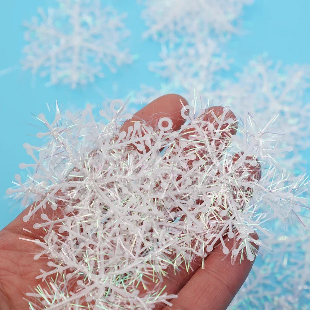 30Pcs Large Christmas Snowflakes Ornaments Xmas Tree Hanging Glitter Snow Flake Decoration DIY New Year Garlands Home Decor