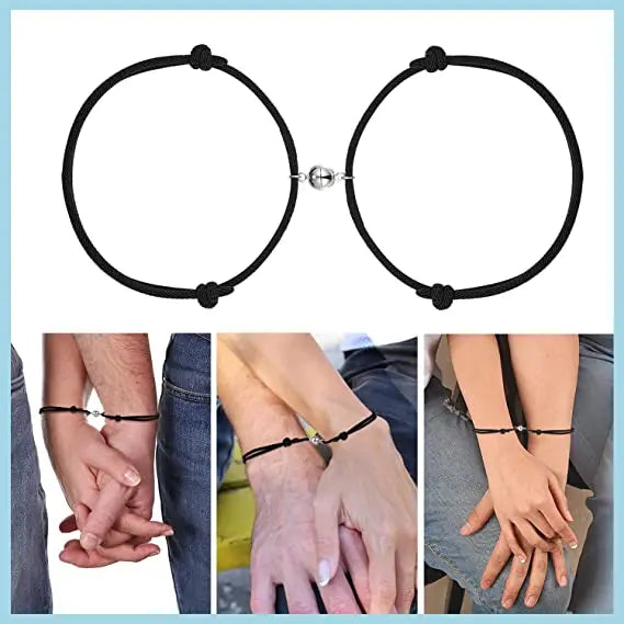 2pcs Magnet Couple Bracelet Adjustable Matching Braslet Love Braclet Lucky Black White Brazalete Gift for Women Men 2021