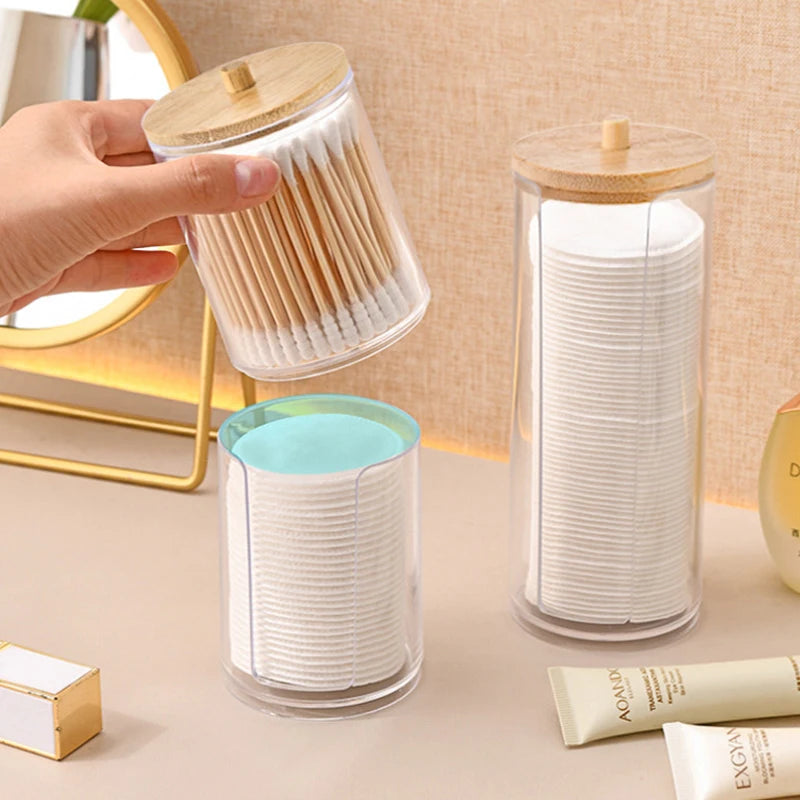 Makeup Organizer Cosmetic Storage Box Cotton Swab Holder Cotton Ball Cotton Pad Box Clear Plastic Box With Lid Dust-proof