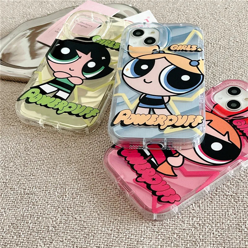 Powerpuff Girls sunglasses Cover for iPhone 11 12 13 14 15 Pro Max Plus X XS XR Soft Tpu Puff Girl Phone Case