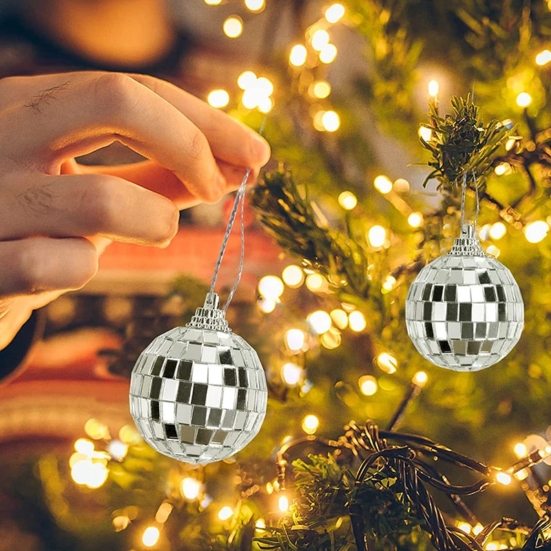 6pcs Mirror Balls Party Shining Ball Mirror Christmas Laser Reflective Glass Ball Disco Xmas Tree Ornaments Home Decoration