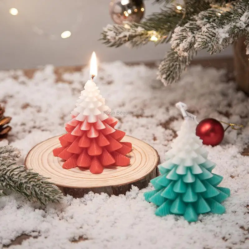 Christmas Tree Silicone Candle Mold Aromatherapy Soap Plaster Cement Scented Candles Molds Home Party Supplies Christmas Gift