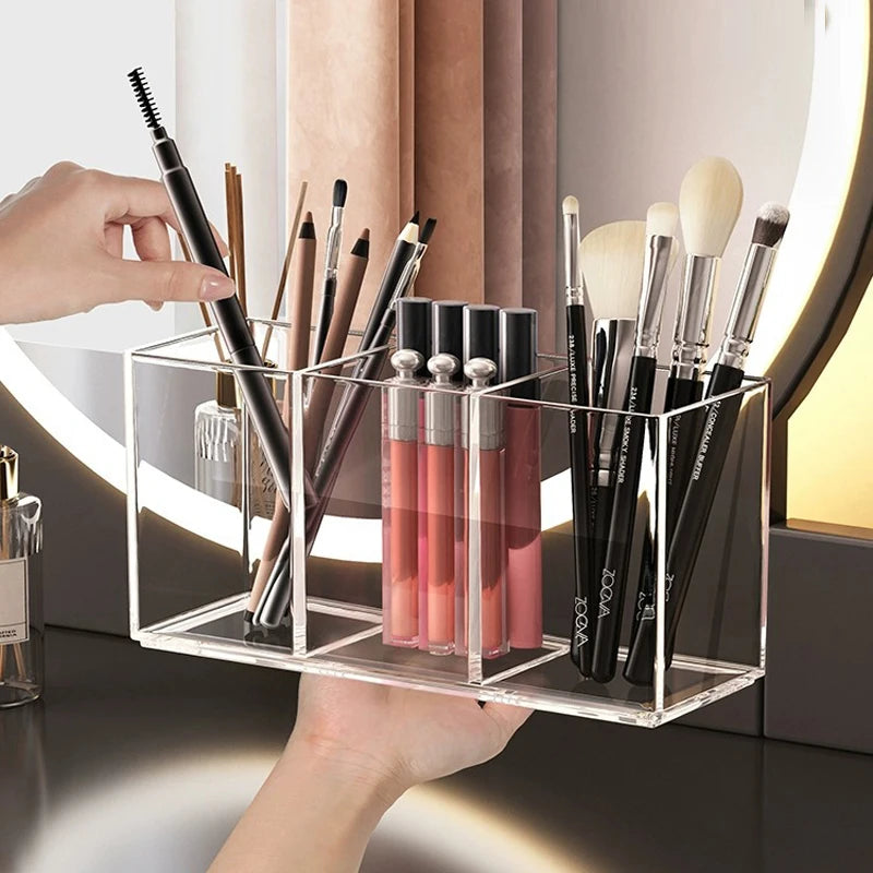 Makeup Brush Holder Makeup Organizer Cosmetic Storage Box Lipstick Eyebrow Pencil Display Stand Acrylic Transparent Plastic Box