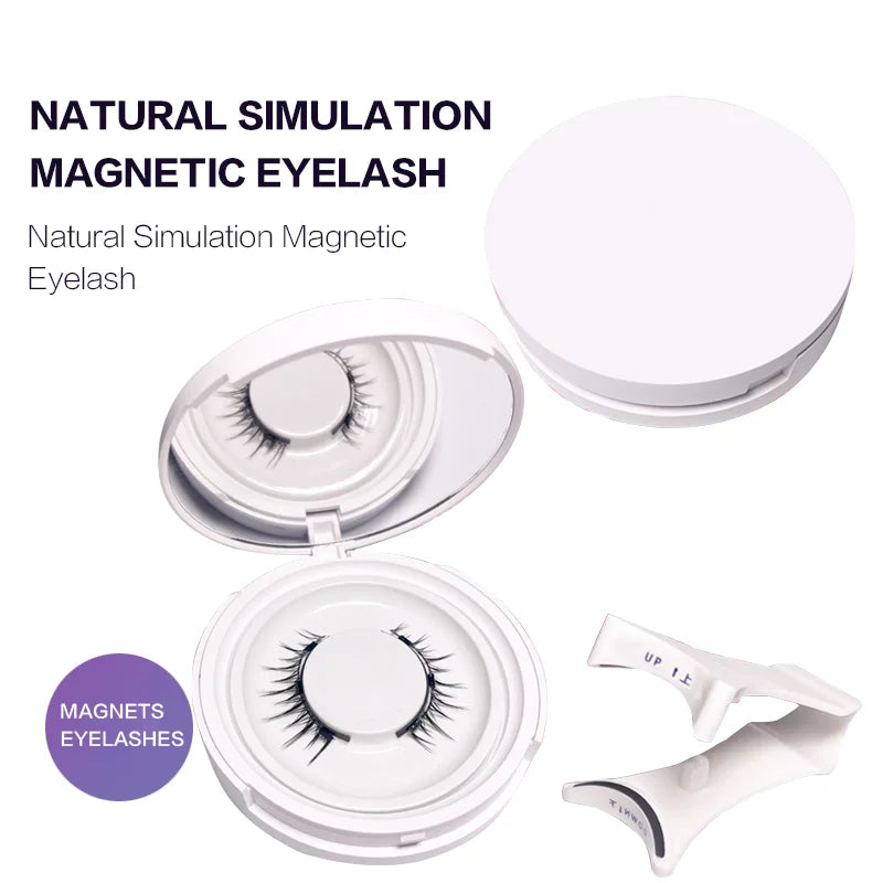 PRAECLARUS 2Pairs Reusable Magnetic Lashes No Glue Needed Professional Premium 3D Magnetic Eyelash 3-Step Press On False Eyelash