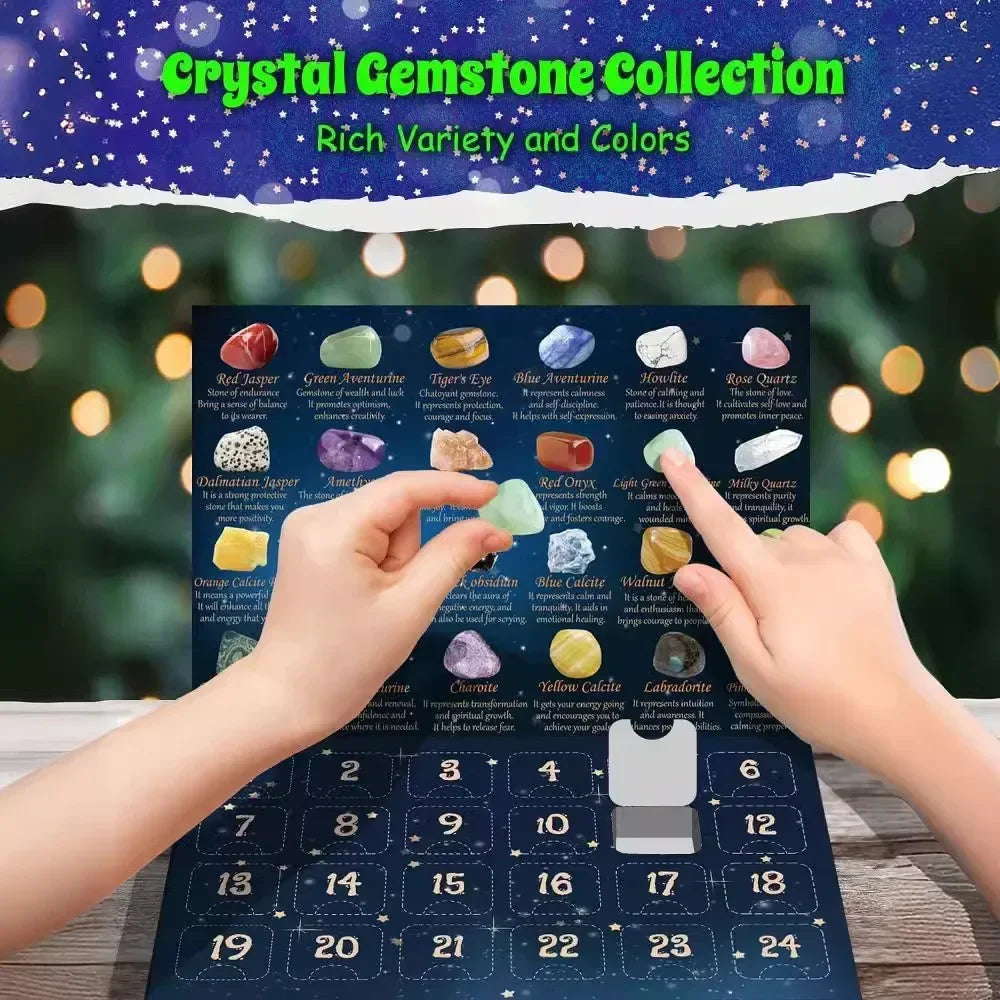 Christmas Advent Calendar 24 days Countdown Calendar Natural Crystal Gemstone Stone Minerals Collection Box Christmas Kids Gift