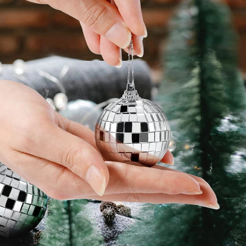 6pcs Mirror Balls Party Shining Ball Mirror Christmas Laser Reflective Glass Ball Disco Xmas Tree Ornaments Home Decoration