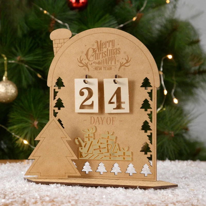 Merry Christmas Advent Calendar Wooden Ornament Christmas Decorations For Home Xmas Navidad Decor New Year 2023