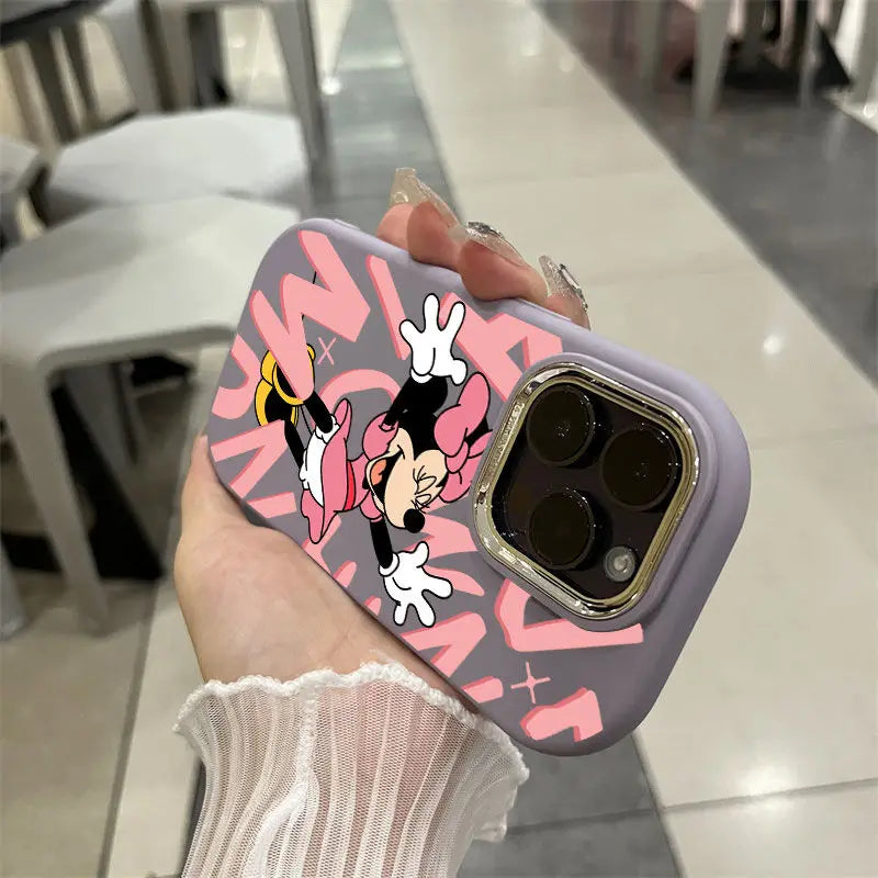 Disney Mickey Minnie Mouse Cute Siliocne Phone Case For iPhone 15 14 13 12 11 Pro Max 7 Plus XR XS MAX  girl Anti Fall Cover