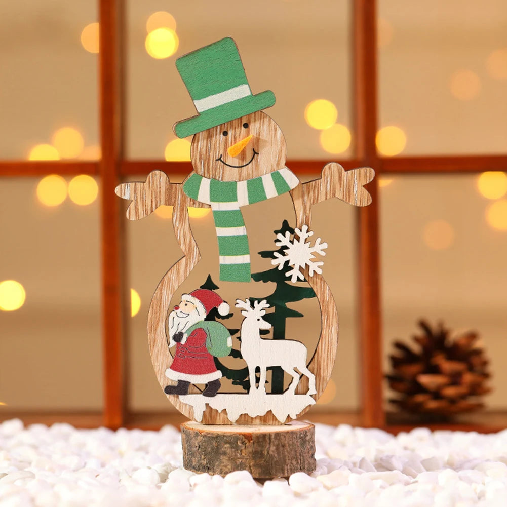 Wooden Snowman / Tree Christmas Decoration DIY Wood Crafts Xmas Ornaments For Navidad Party Home Table Decorations New Year 2023