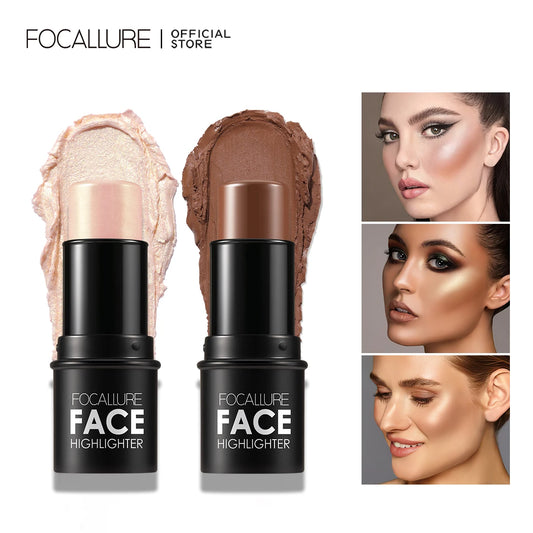 FOCALLURE 2 Pcs/Set Highlighter Makeup Glitter Contouring Bronzer For Face Shimmer Powder Creamy Texture Stick Women Cosmetics