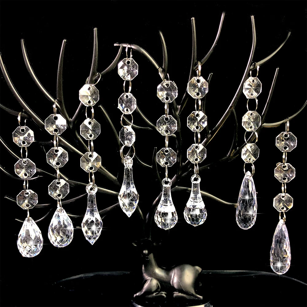 20/40PCS Crystal Pendant Transparent Door Curtain Ornament Acrylic Wedding Road Guide Desktop Decoration Christmas Tree Decor