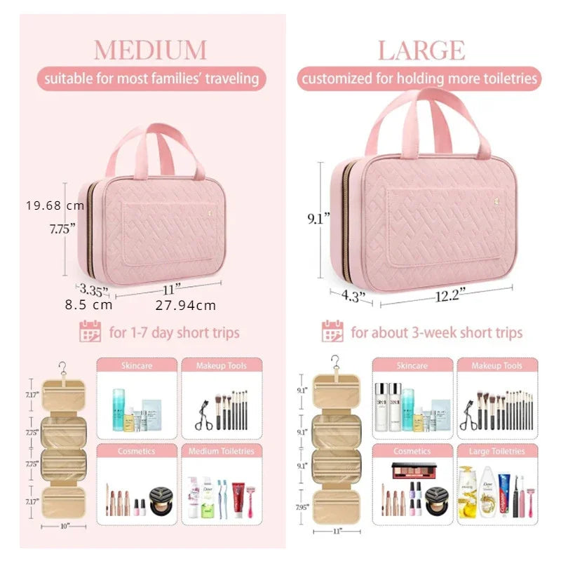 Foldable Makeup Bag Women Travel Organizer Hanging Toiletry Cosmetic Bag Waterproof Make Up Beauty Pouch Men Bathroom Storage