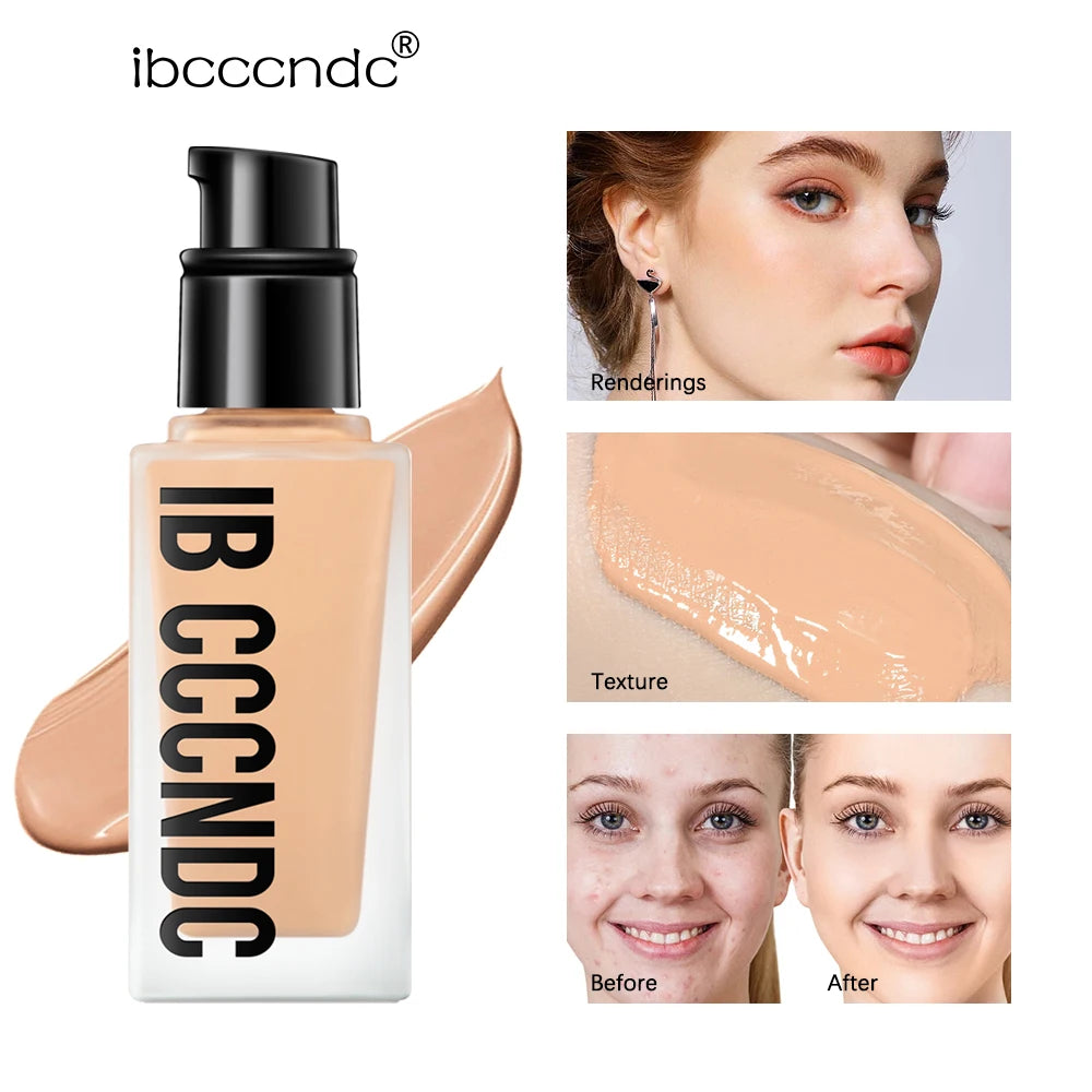 Flawless Foundation Liquid Bb Cream Full Coverage Foundation for Light Dark Skin Tone Makeup Invisible Pore Freckle Concealer