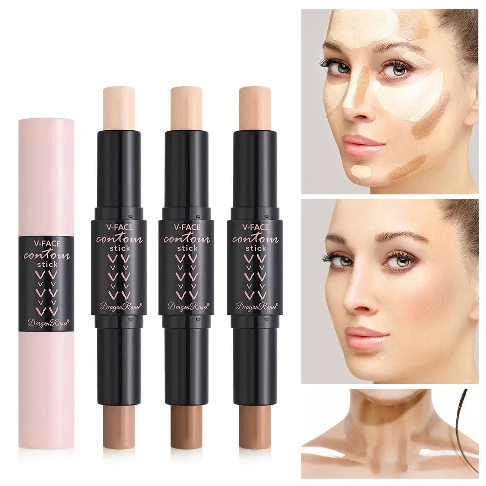 Double-end Face Contour Highlighter Stick Waterproof Lasting Oil-control Matte Concealer Pencil Corrector Skin Tone Pen Makeup