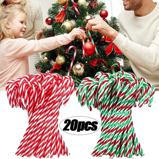 10/20pcs Christmas Candy Canes Acrylic Xmas Tree Hanging Twisted Crutch Pendant New Year Christmas Party Home Decoration