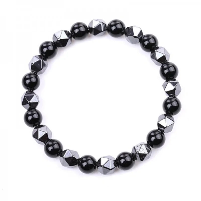 Simple Fashion Black Beaded Bracelets For Men Boys Adjustable Elastic Rope Handmade Natural Stone Bracelet Super Thin Jewelry