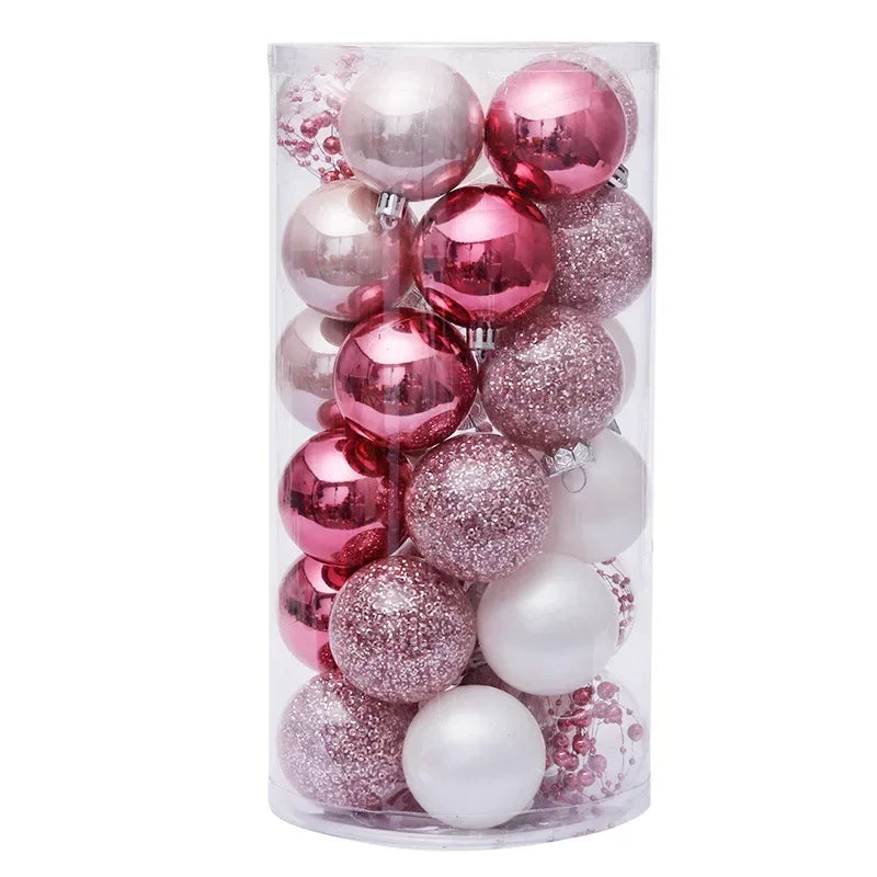 Pink Transparent Ball Christmas Ball Set Christmas Decorations for Home 6cm/30pcs Christmas Tree Pendant Adornos Navideños