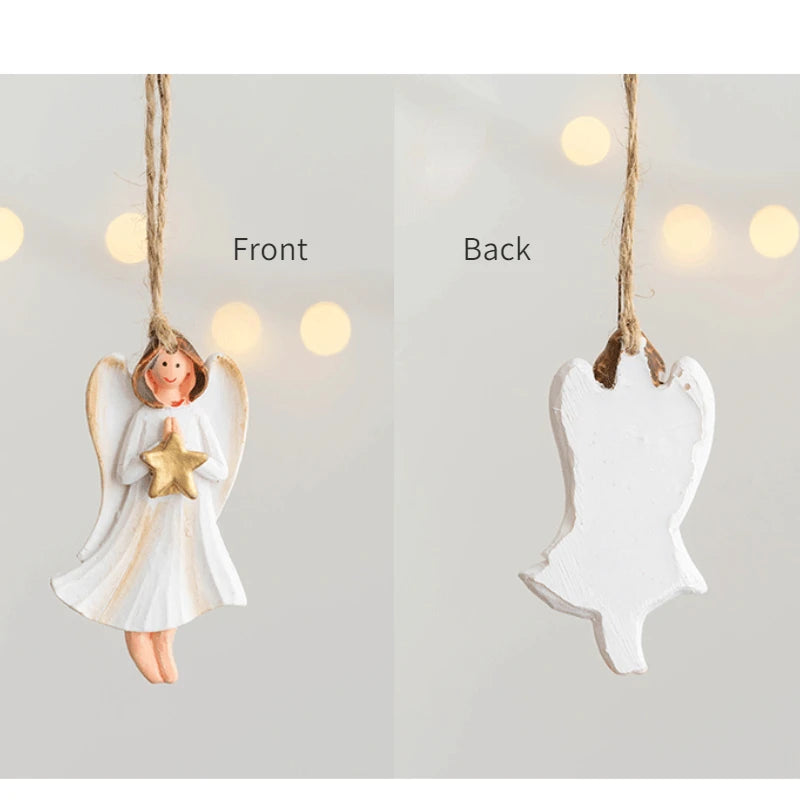 2023 Christmas Ornament Resin White Prayer Angel Hangs Xmas Tree Pendant Personalized Product Hanging Decoration Home Decor