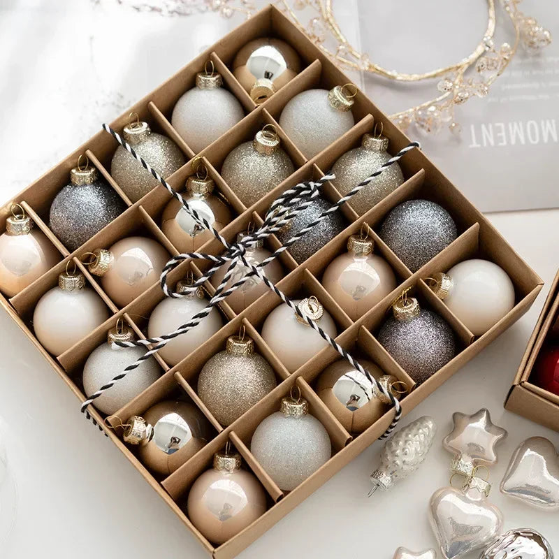 Christmas Ornaments Creative Glass Ball Set Pendant Gift Box Christmas Tree Decorative Balls 4cm Glass Ball Champagne Balls