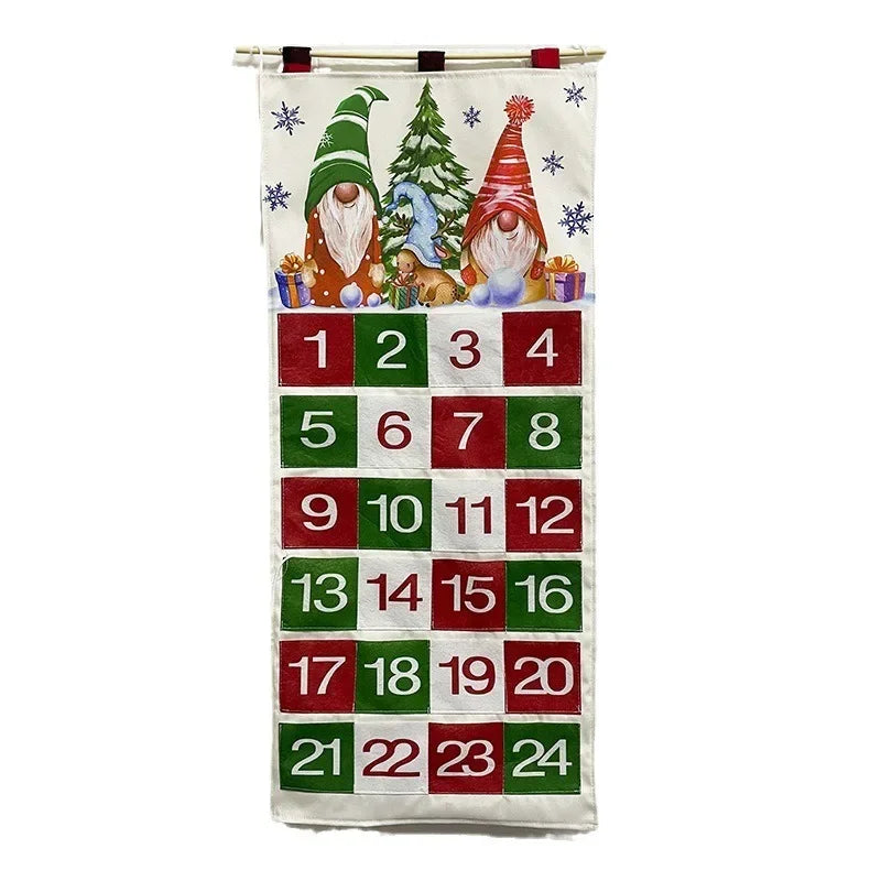 Christmas Pendant Printed Faceless Santa Claus 24 Days Countdown Christmas Wall Calendary Merry Christmas Decor Advent Calendar