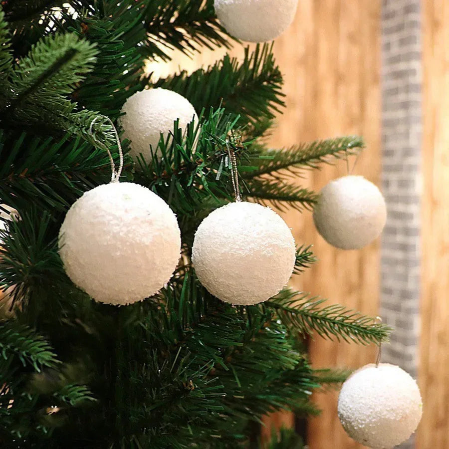 White Foam Balls Christmas Tree Decorative Fake Snowballs Indoor Hanging Pendant Kids Children Winter Party Supplies 4/6/8CM